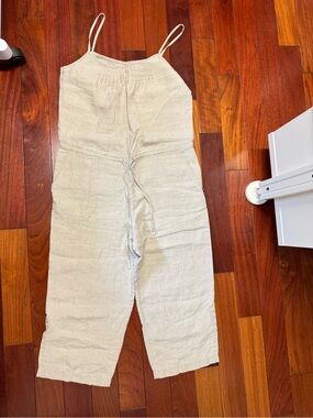 Linen Blend Jumpsuit with Drawstring Waist